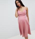 Asos Design Maternity Scuba Cami Prom Midi Dress - Pink