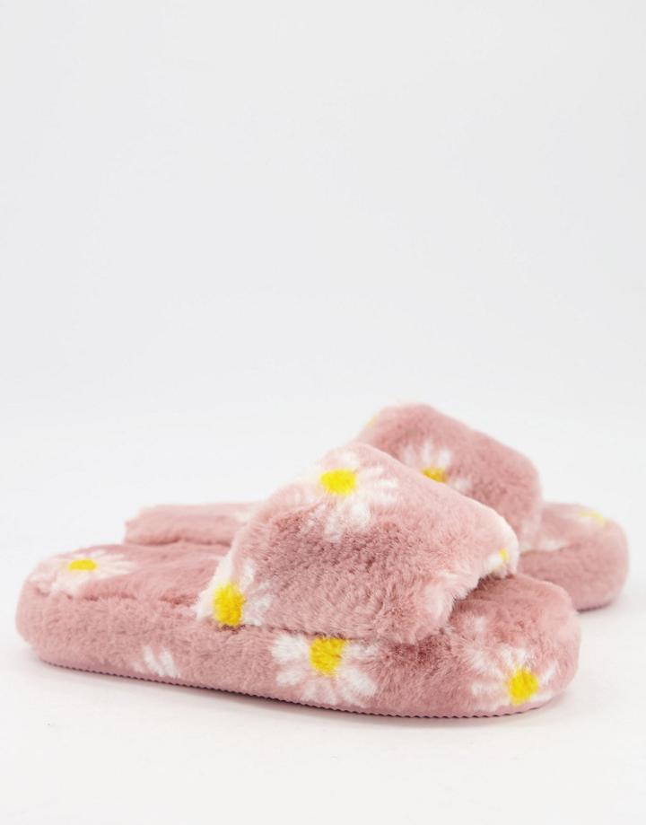 Asos Design Zane Chunky Slide Slipper In Floral-multi