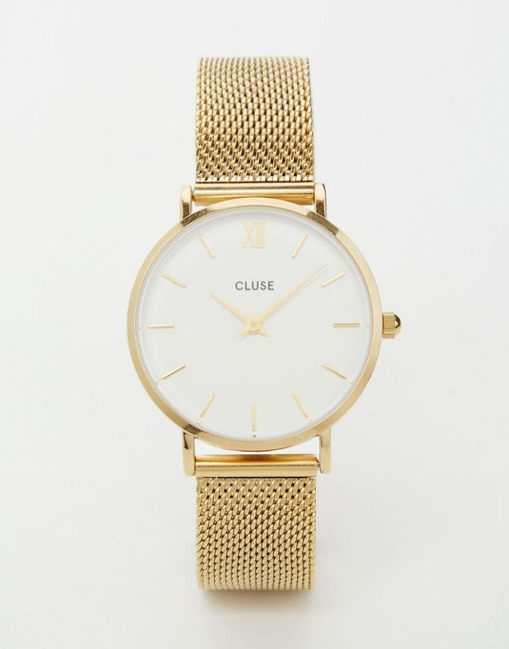 Cluse Minuit Gold Mesh Watch Cl30010 - Gold