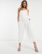 Asos Design Cami Minimal Pocket Jumpsuit In White