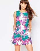 Traffic People Sass And Sunshine Romper In Floral Print - Green