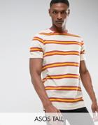 Asos Tall Longline T-shirt In Towelling With Retro Stripe - Multi
