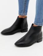 Oasis Flat Boots With Stud Detail In Black - Black