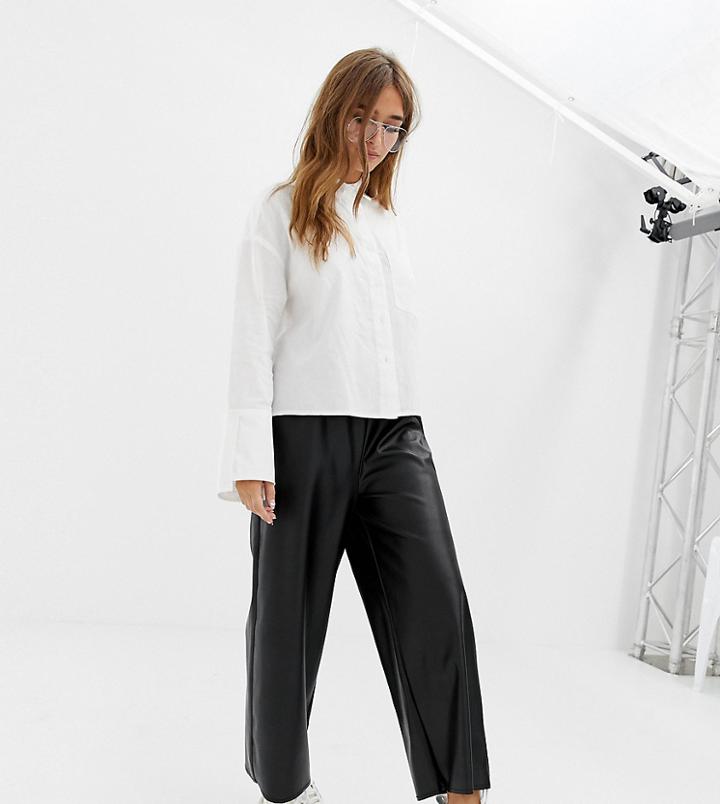Collusion Petite Vegan Leather Look Pants - Black