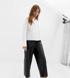Collusion Petite Vegan Leather Look Pants - Black