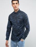 Jack & Jones Vintage Shirt In Regular Fit With All Over Camo - Navy