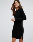 Brave Soul Jupiter V Neck Sweater Dress - Black