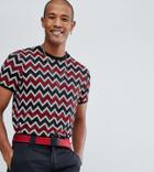 Reclaimed Vintage Inspired Ringer T-shirt In Black Zig Zag - Black