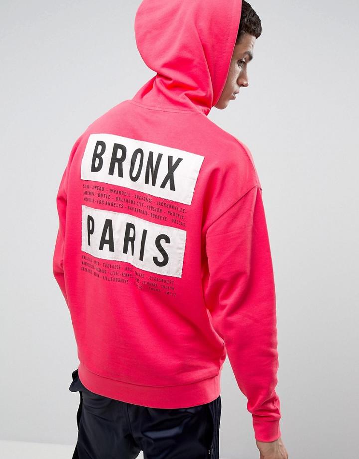 Asos Oversized Hoodie With Back Patches & Print - Pink
