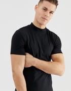 Asos Design Organic Muscle Fit Jersey Turtleneck In Black