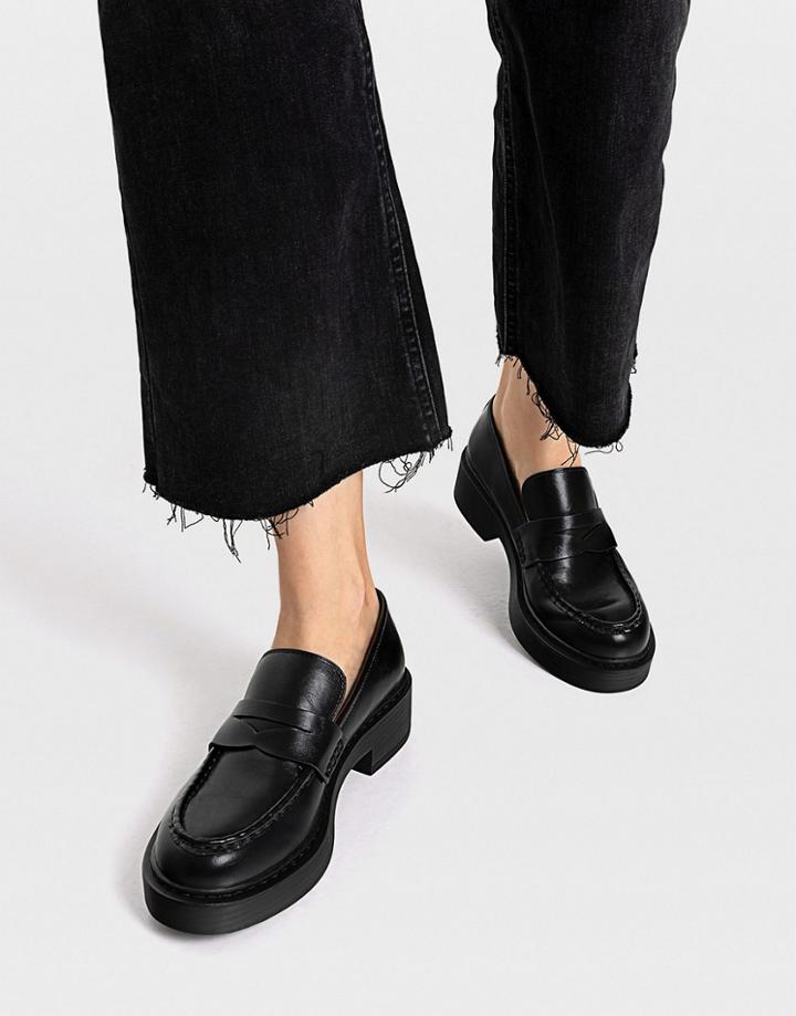 Stradivarius Chunky Flat Loafers In Black