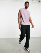 Asos Design Oversized Waffle Tank Top In Purple Heather