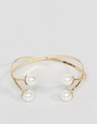 Asos Double Pearl Cuff Bracelet - Gold