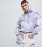 Reclaimed Vintage Inspired Festival Hoodie With Tye Dye - Purple