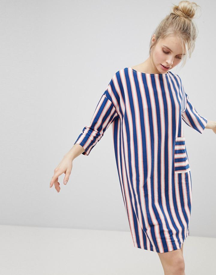 Monki Stripe Pocket Front Smock Dress - Multi