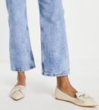 Asos Design Wide Fit Lake Bow Pointed Ballet Flats In Natural Raffia-neutral