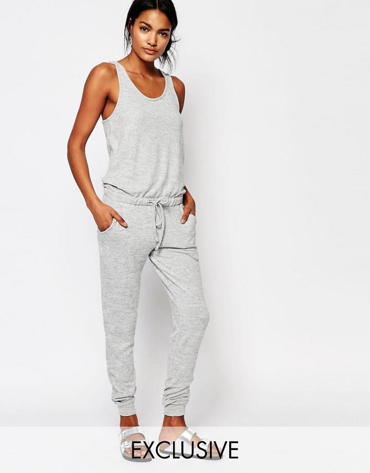 Nocozo Sleeveless Jumpsuit With Drawstring Waist - Gray