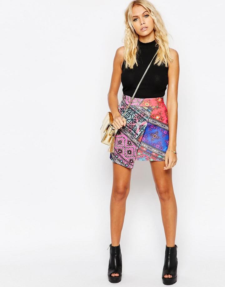 Jaded London Festival Asymmetric Skirt - Multi