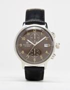 Accurist Black Leather Chronograph Watch With White Dial - Black