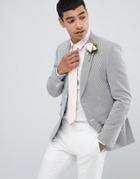 Moss London Skinny Blazer In Seersucker - Navy