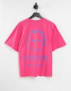 Asos Weekend Collective Oversized T-shirt With Large Stacked Back Graphic In Pink
