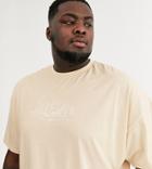 Asos Design Plus Oversized T-shirt With City Skyline Drawing-beige