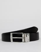 Ted Baker Penna Reversible Leather Belt In Faux Croc - Black