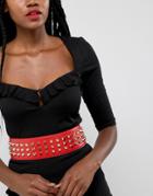Forever Unique Belt With Studded Detail - Red