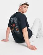 Topman Oversized T-shirt With Finals Print In Washed Black