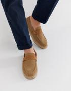 Asos Design Loafer Espadrilles In Stone Suede - Stone