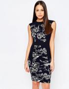 Vesper Aries Printed Pencil Dress - Navy