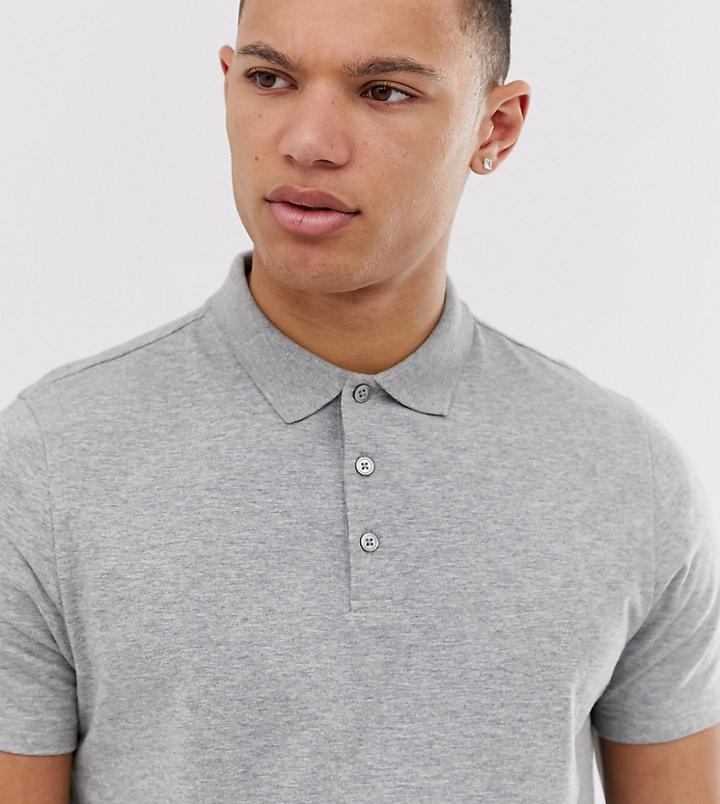 Asos Design Tall Polo In Gray Marl - Gray