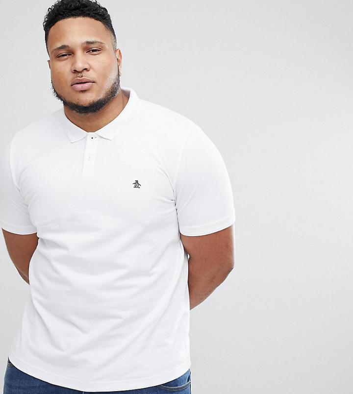 Original Penguin Plus Pique Polo Small Logo In White - White