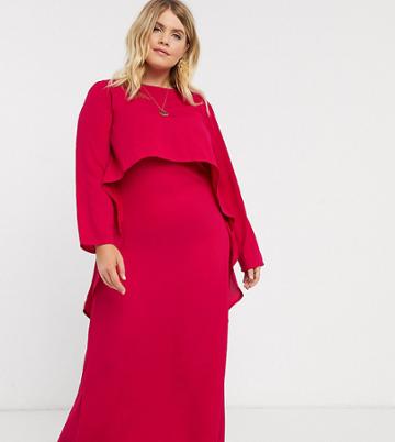 Verona Curve Maxi Dress With Draped Layer-pink