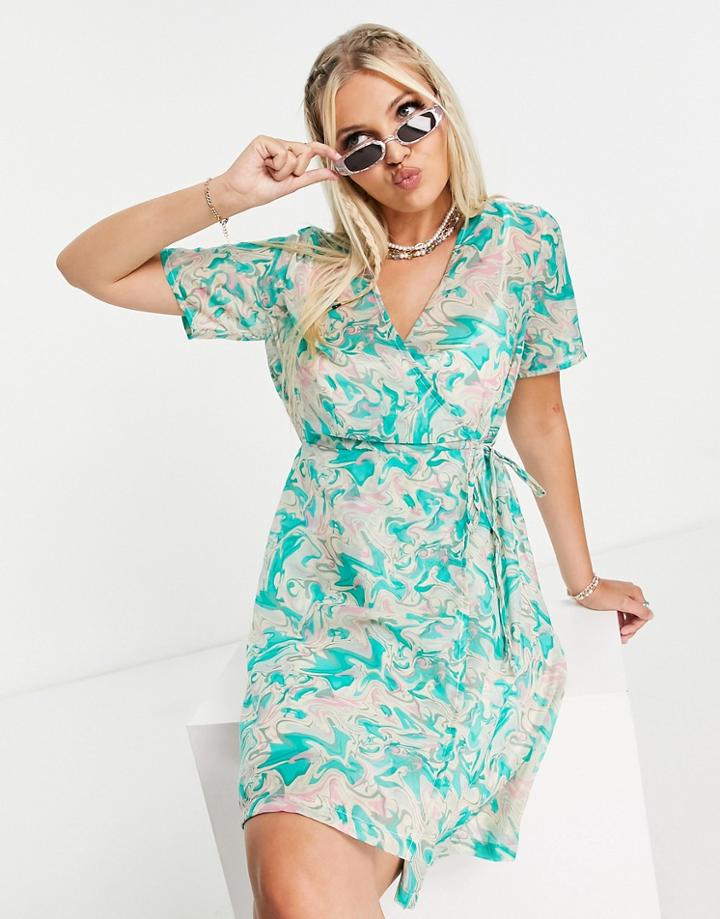 Fire & Glory Alana Wrap Dress In Green