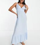 Esmee Exclusive Deep Plunge Beach Dress In Blue