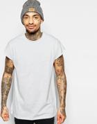 Asos Oversized Sleeveless T-shirt In Light Gray Marl - New Lt Gray Marl