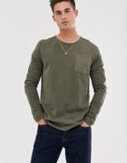 Selected Homme Long Sleeve T-shirt In Organic Cotton-green