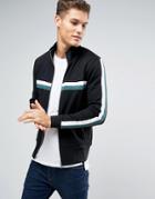 Asos Jersey Track Jacket With Contrast Stripes In Black - Black