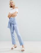 Asos Tie Front Shirting Pants - Blue