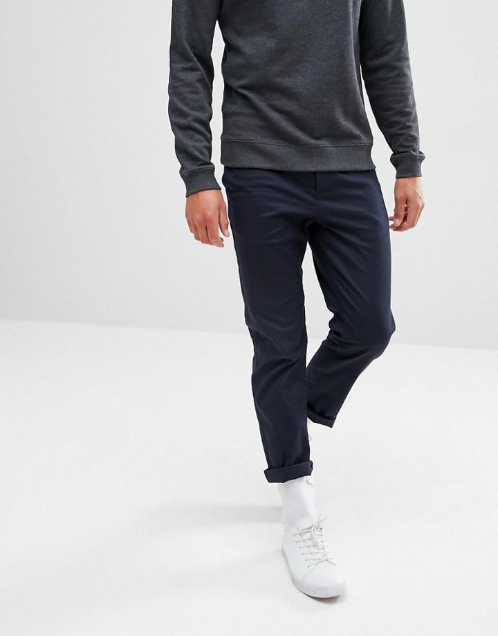 Asos Design Slim Cropped Chinos In Navy