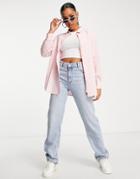Miss Selfridge Oversized Shirt In Pink Gingham-orange