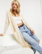 Y.a.s Maxi Textured Cardigan In Cream-white