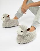 Loungeable Novelty Llama Slippers - White