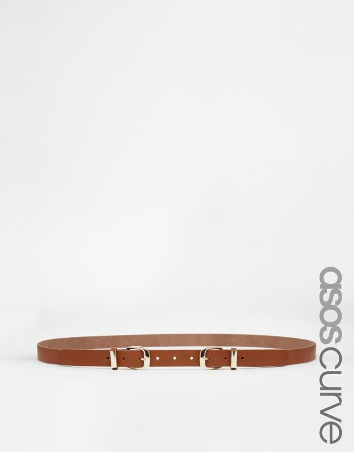 Asos Curve Leather Double Buckle Jeans Belt - Tan