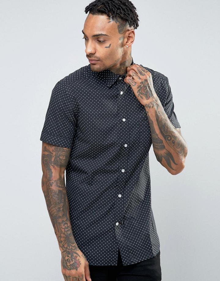 Diesel S-dusk Short Sleeve Printed Shirt With Pocket - Black