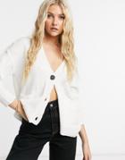 Qed London Boxy Cardigan In White