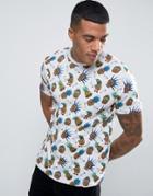 Brave Soul Pineapple Print T-shirt - Cream