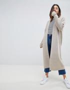 Asos Design Chunky Cardigan In Maxi Length - Stone