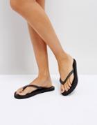 Pieces Solid Black Flip Flop - Black
